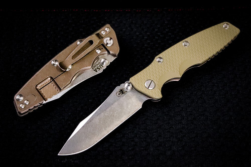 Rick Hinderer Knives "EKclusive" EKlipse Non-Flipper 3.5" Spearpoint Knife OD Green G10, Stonewash Bronze
