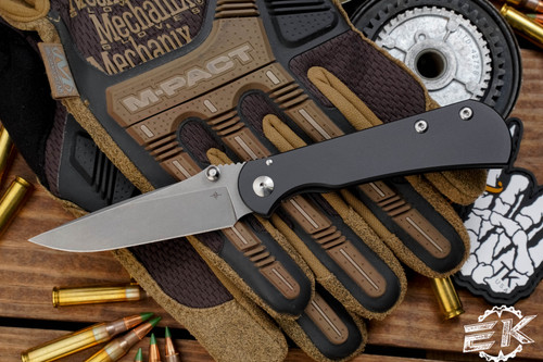 Toor Knives Merchant 2.0 Folding Black Titanium Knife 3.75" Stonewash Drop Point