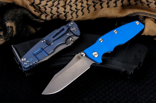 Rick Hinderer Knives "EKclusive" EKlipse Non-Flipper 3.5" Spearpoint Knife Blue G10, Battle Blue