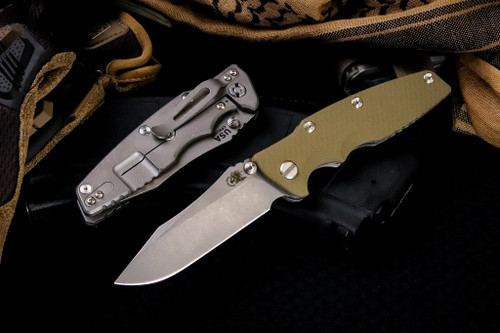 Rick Hinderer Knives "EKclusive" EKlipse Non-Flipper 3.5" Spearpoint Knife OD Green G10, Working Finish