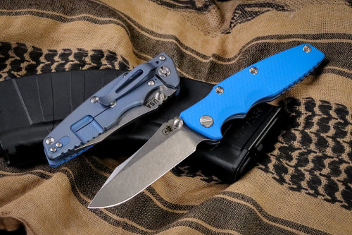 Rick Hinderer Knives "EKclusive" EKlipse Non-Flipper Blue G10, Battle Blue 3.5" Spearpoint Stonewash