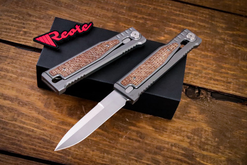 Reate EXO Gravity Knife Titanium/Burlap Micarta 3.75" Satin Double Edge (Bayonet)