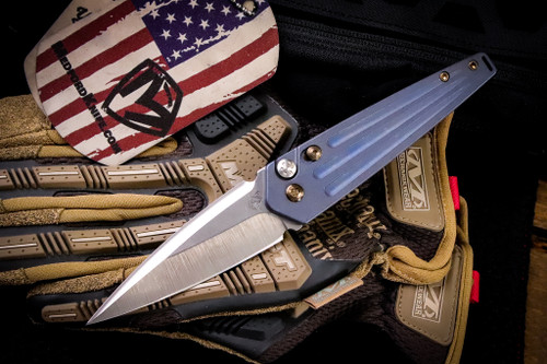 Medford Nosferatu Auto Knife Violet Titanium, Flamed HW/Clip 3.5" S35VN PVD Black Spike