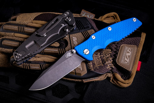 Rick Hinderer Knives "EKclusive" EKlipse Non-Flipper 3.5" Spearpoint Knife, Blue G10, Battle Black