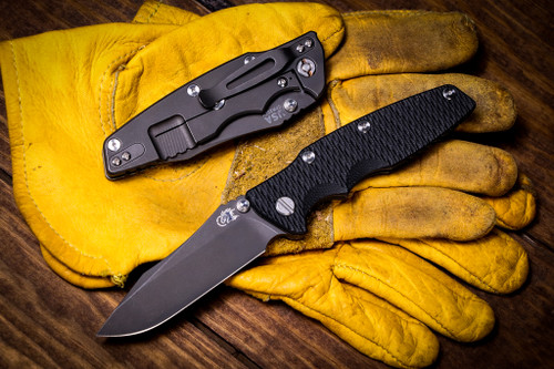 Rick Hinderer Knives "EKclusive" EKlipse Non-Flipper 3.5" Spearpoint Knife, Black G10, Battle Black