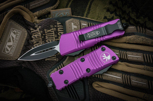 Microtech "Troodon Mini" OTF Automatic Knife Violet 1.9" Dagger Black 238-1VI