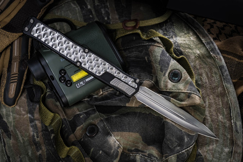 Heretic Knives "Cleric 2" OTF Black Aluminum/Textured Stainless Inlay 4.25" Stonewash Dagger H020-2A