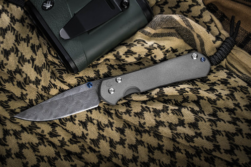 Chris Reeve Knives Small Sebenza 31 Titanium Knife 3" Raindrop Damascus S31-1006