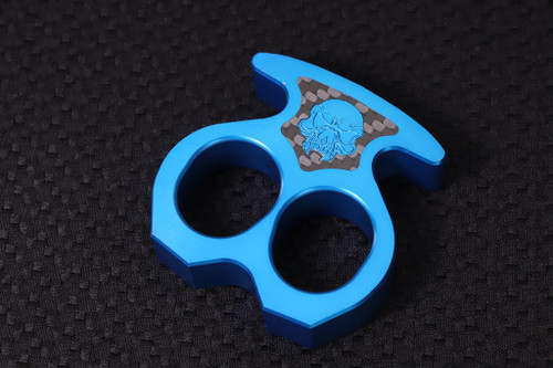 BURN Knives Two Finger Monster Knuckles Blue Alloy 3/4" Carbon Fiber Inlay (Preowned)