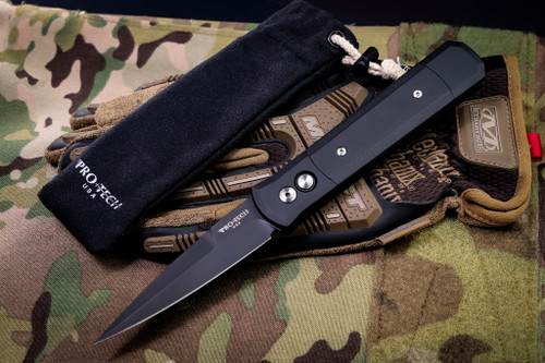 ProTech Godfather Tactical Automatic Knife Black 4" Black 915BT 