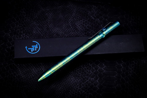 Tactile Turn Shop Series Bolt Action Standard Titanium Pen Blue/Green Anodized 5.6" #92