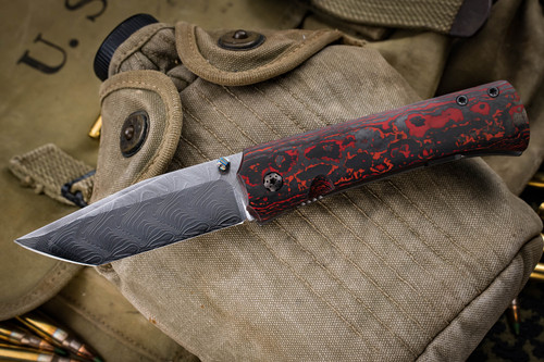 Maverick Customs "Medium Viper" Lava Flow Fat Carbon Herringbone Damascus