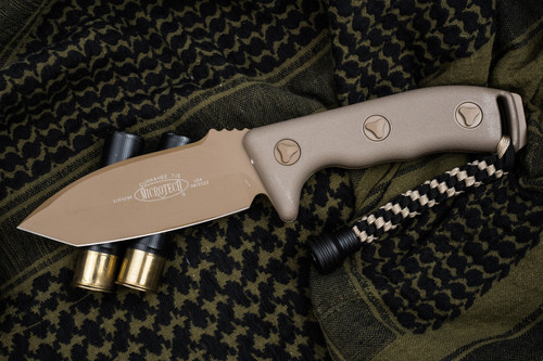 Microtech Currahee Fixed Blade Tan Cerakote 4.5" Tanto Cerakote Tan 103-1CTA