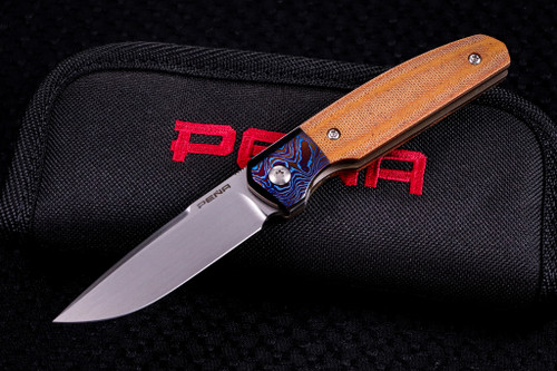 Enrique Pena Custom Caballero Brown Micarta Timascus Bolsters 2.75" Hand Rubbed