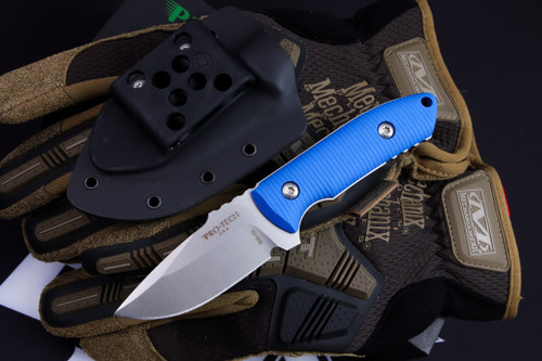 Protech SBR Blue G10 Short Bladed Rockeye Fixed Blade Knife 2.9" S35VN Stonewash LG501-BL