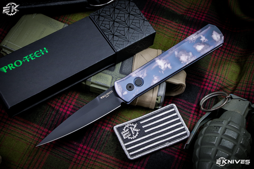 ProTech Godfather Blue Camo Anodized Tactical Automatic Knife DLC 4"