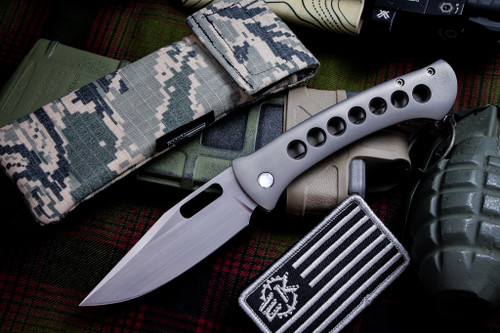 Kevin Foster "Juvey Swordfish" Titanium Speed Holes, MOP Pivot 3.5" Hand Rubbed