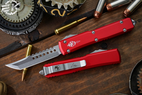 Microtech Ultratech Hellhound OTF Automatic Knife Red 3.4" Stonewash 119-10RDS