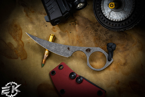 Bastinelli Knives Custom "KARMA" Hammered Fixed Blade 2.5" Magnacut Persian Stonewash