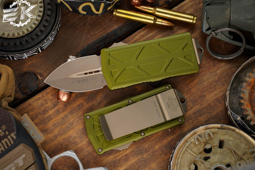 Microtech Exocet Money Clip OTF Knife OD Green 1.9" Bronze  157-13OD