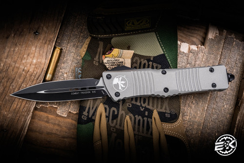 Preowned-Microtech Combat Troodon Titanium Gray OTF Automatic 3.8" M390 Black 142-1TG