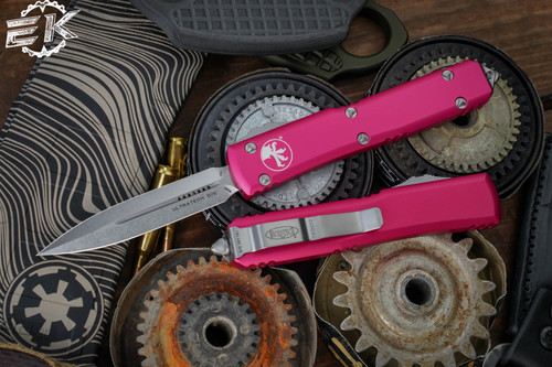 Microtech Ultratech Pink OTF Automatic Knife 3.4" Dagger Stonewash 122-10PK