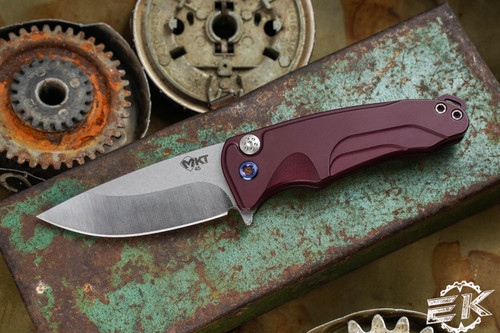 Medford Smooth Criminal Button Lock Flipper Knife Red, Flamed HW 3" S45VN Drop Point Tumbled
