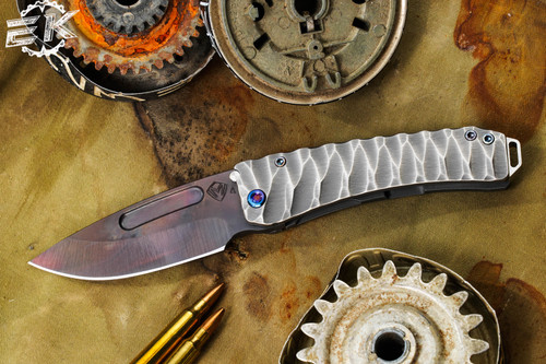 Medford Knives Midi Marauder Silver "Predator" Sculpted Ti 3.6" S45VN Vulcan Drop Point