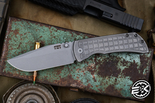 McNees Knives PM Mac 2 "Atomic Frag" Titanium Knife  3.5" Stonewash