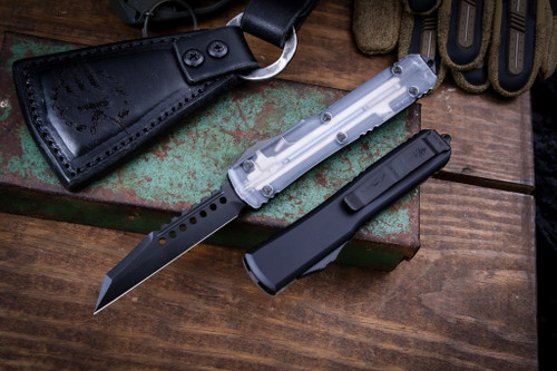 Microtech Ultratech Clear Top Warhound DLC Shadow OTF Automatic Knife 3.4" 119W-1DLCTCLSH