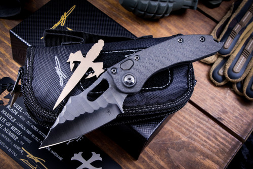 Marfione Custom/Borka Blades "Stitch" Automatic Carbon Fiber 3.75" DLC Borka Pattern #1