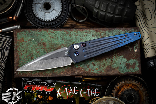 Medford Nosferatu Auto Knife Blue Titanium, Flamed HW/Clip 3.5" S45VN Tumbled Spike