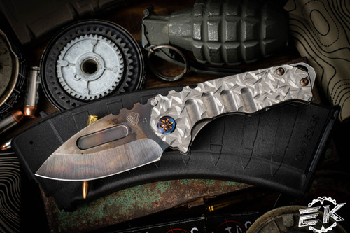 Medford Praetorian Genesis "T" Silver "Jasmine Fields Fade" Sculpted Ti  3.3" 3V Vulcan Drop Point