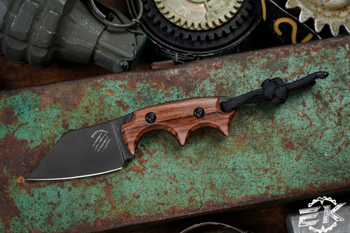 Bastinelli BB Drago Cutter Custom Wood Fixed Blade Neck Knife 2" Black PVD