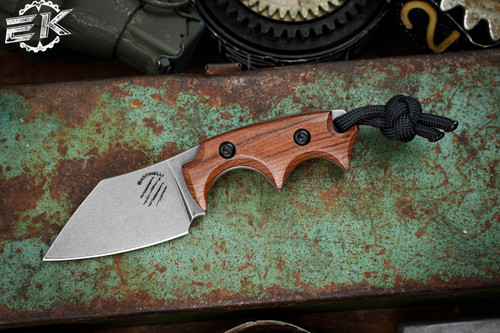 Bastinelli BB Drago Cutter Custom Wood Fixed Blade Neck Knife 2" Stonewash