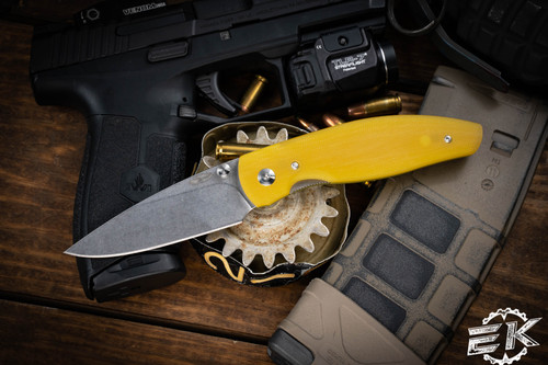 Three Rivers MFG ATOM Folding Knife Amber Ale G11 3.5" Drop Point Stonewash