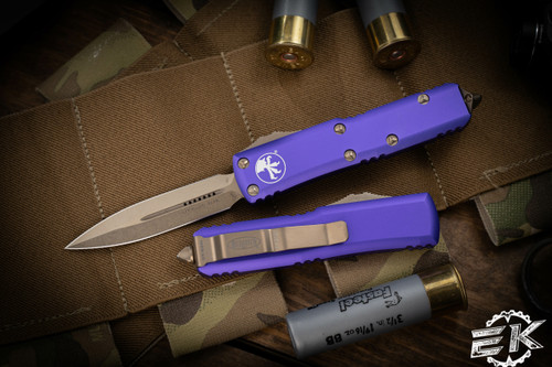 Microtech UTX-85 OTF Automatic Knife Purple 3.1" Bronze Dagger 232-13PU