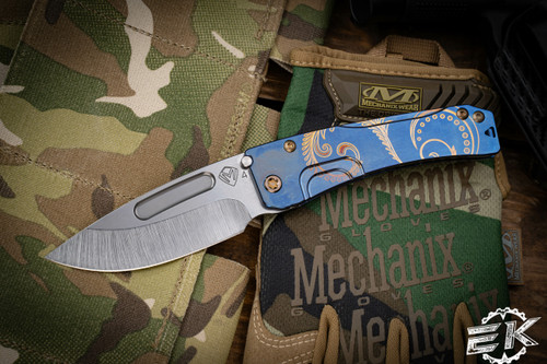 Medford Slim Midi Folding Knife Blue/Bronze Acanthus Leaves 3.25" S45VN Tumbled Drop Point