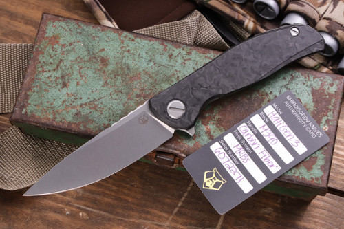 Shirogorov Knives "Hati" Gen 3 Marble CF Knife/Titanium 3.75" M390 (Preowned)