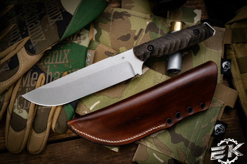 Toor Knives Field 1.0 Fixed Blade Knife Ebony 6.0" Stonewash 