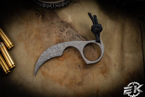 Bastinelli Knives "Diagnostic" Skull Engraved Knife 1.5" Stonewash Finish