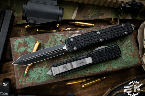 Microtech Tri-Grip Ultratech "EKnives EKclusive" Gunmetal Grey Cerakote Accents 3.4" Spartan Black 223T-1GMEKS