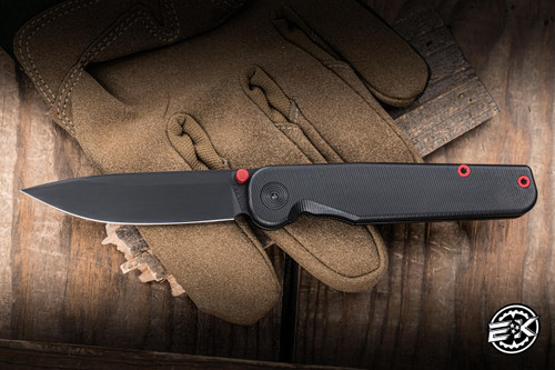 Tactile Knife Co. "Rockwall" Folding Knife Stealth Black/Red Titanium 2.84" MagnaCut Clip Point