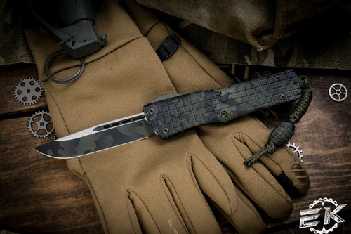 Microtech Combat Troodon Frag Olive Camo Cerakote OTF Knife 3.8" Drop Point 143-1FROCGS