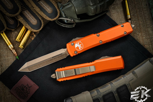 Microtech Ultratech Orange Spartan OTF Automatic Knife 3.4" Bronze 223-13OR