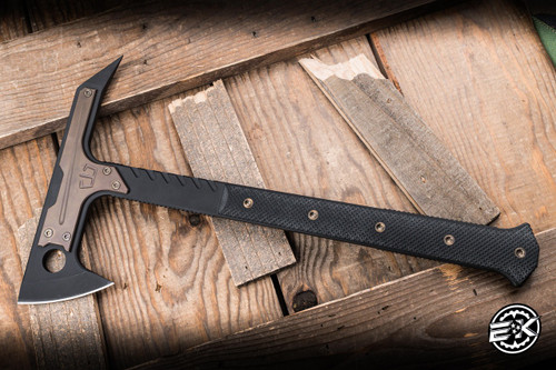 Blackside Customs Rykochet Tomahawk Black G10 15" Black S7/Bronze Titanium Plate 