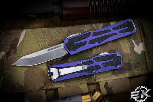 Heretic Knives "Colossus" OTF Purple Aluminum 3.5" Drop Point Stonewash H039-2A-PU