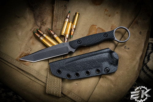 Toor Knives Serpent Carbon Black G10: Fixed Blade Knife 3.75" Tanto Black Oxide | EKnives