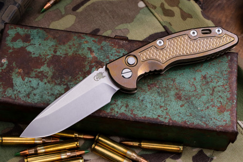  Rick Hinderer Knives XM-18 3.5" Automatic Knife Battle Bronze, Spear Point 