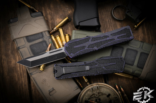 Heretic Knives "Colossus" OTF Breakthrough Purple Aluminum 3.5" Battleworn Black H040-14A-BRKPU